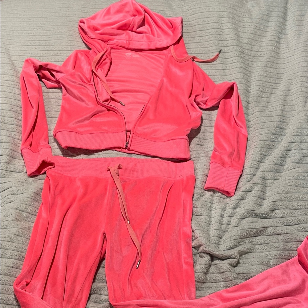 Aerie Pink Velour Hoodie and Pants Set